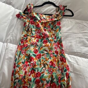 Forever 21 Floral Dress - Red, Green, Orange